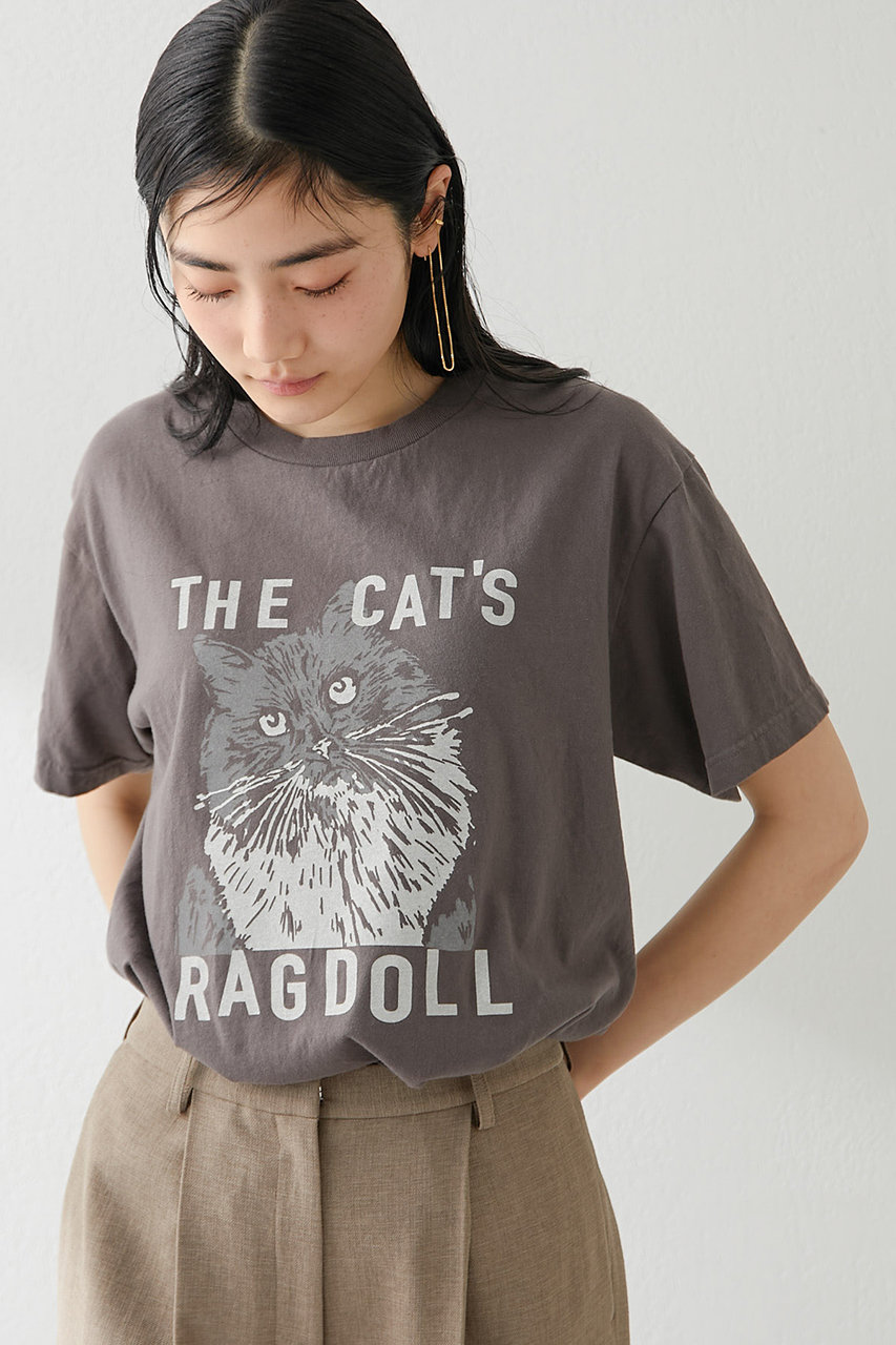 Whim Gazette CAT Tシャツ (チャコールグレー, F) ウィム ガゼット ELLE SHOP