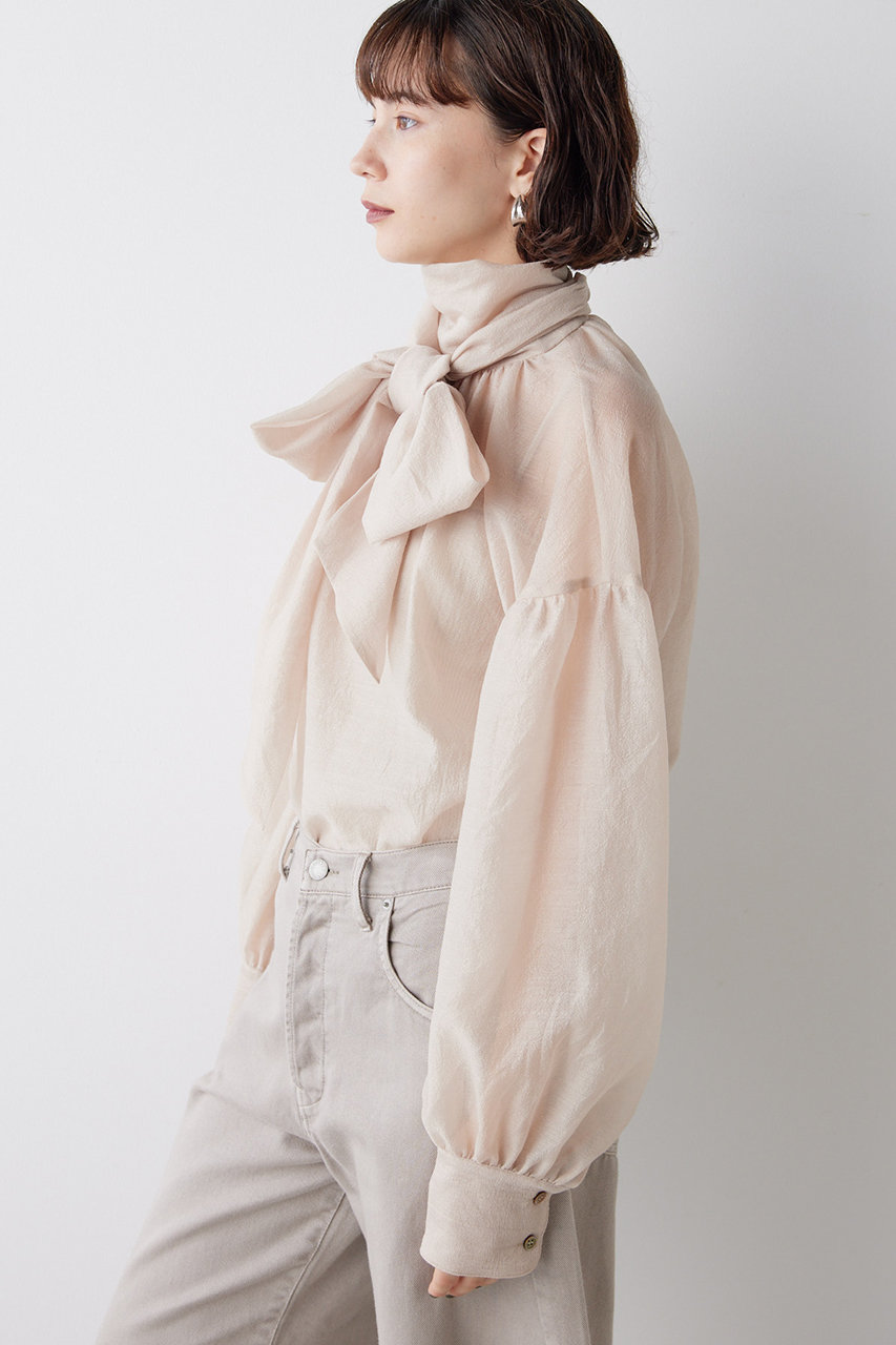 未使用】ウィムガゼット2024オーガンジーリボンシャツ ベビーピンク