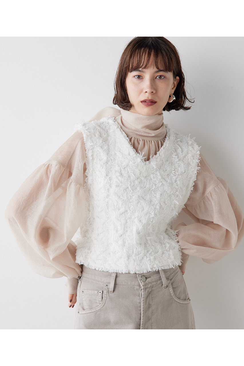【Whim Gazette 】オーガンザボウブラウス　新品・未使用　最終値下げ❣️ Whim Gazette 】オーガンザボウブラウス 新品・未使用 最終