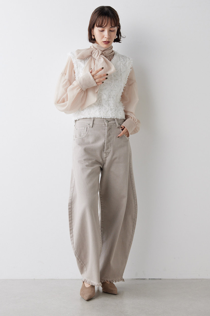 Whim Gazette(ウィム ガゼット)｜ツイードニットジレ/オフホワイト の  