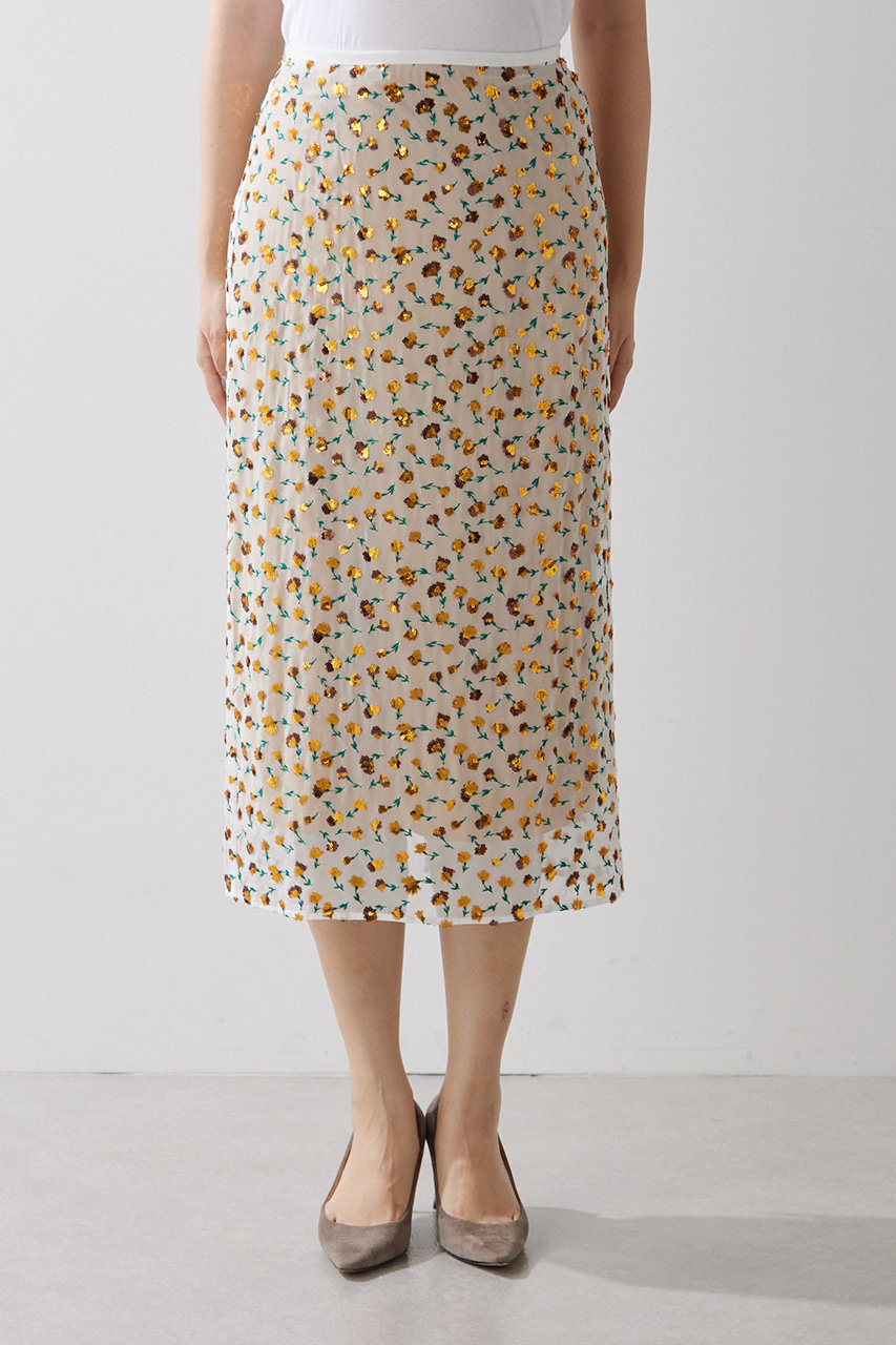 Whim Gazette(ウィム ガゼット)｜フラワーエンブロイダリースカート  