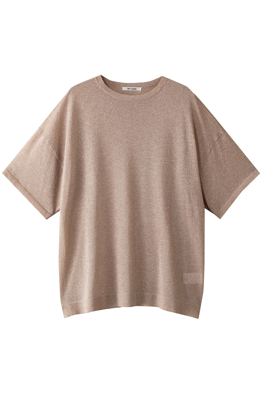 Whim Gazette(ウィム ガゼット)｜ラメニットTシャツ/ピンク
