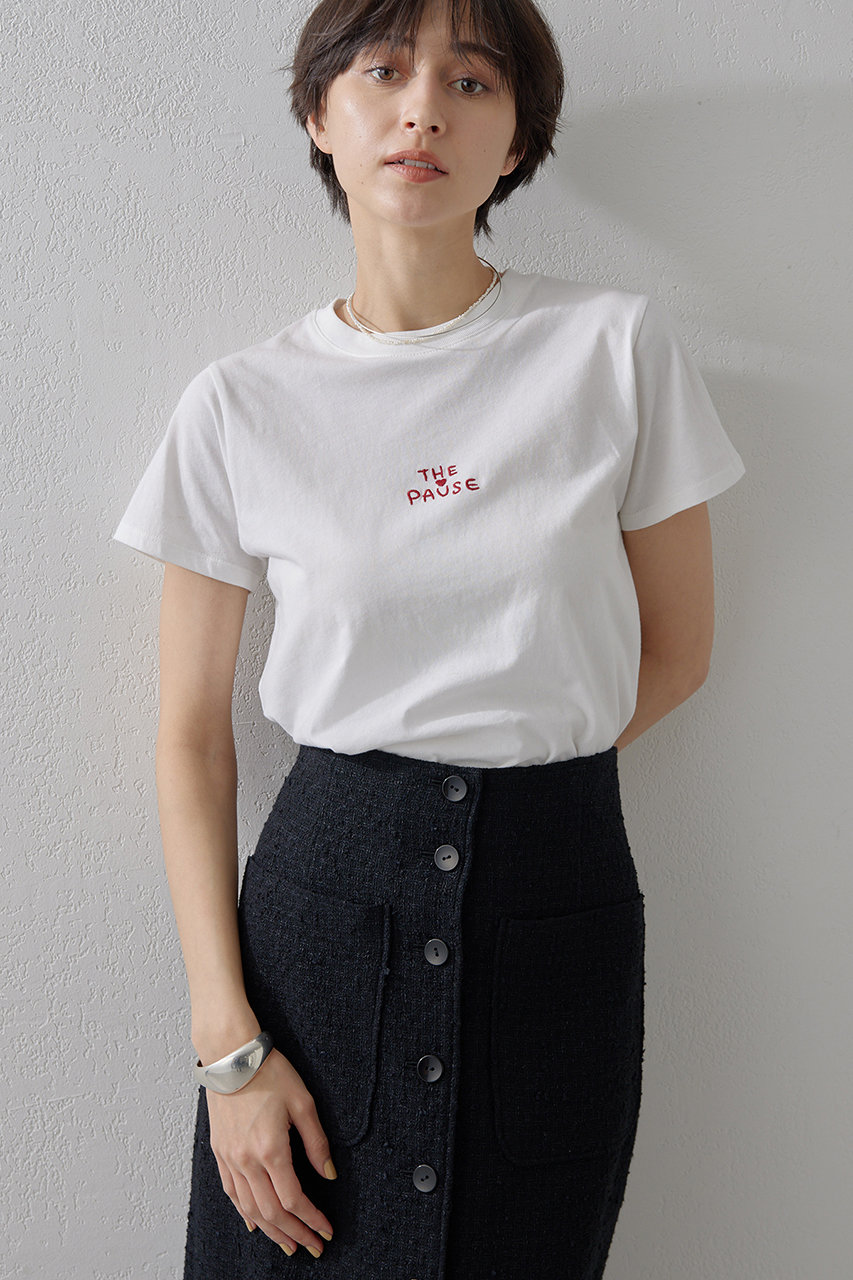 【THE PAUSE】THE PAUSE刺繍Tシャツ