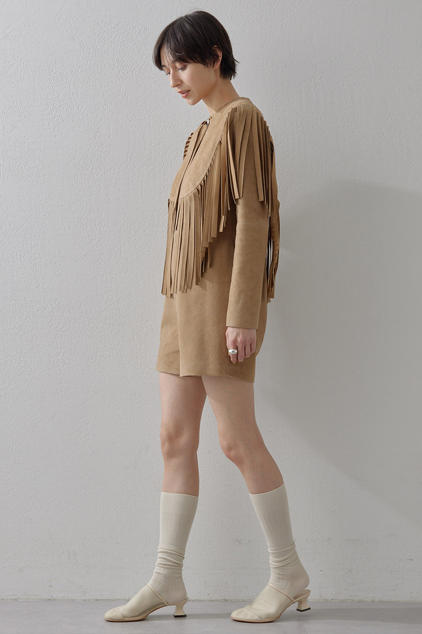 ウエスタン革スエード フリンジ ベスト Unisex】 ハンドメイド スウェード フリンジ ベスト