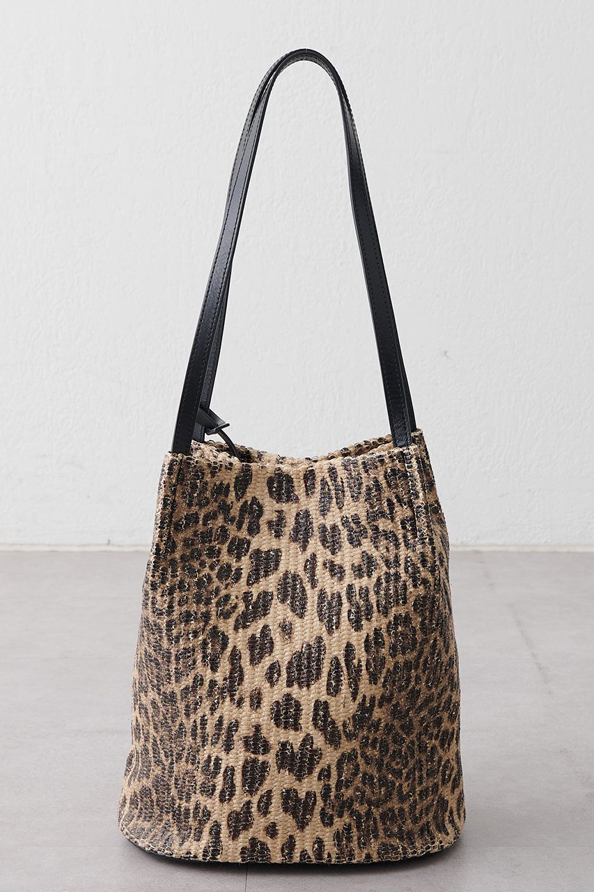完売！　ウィムガゼット　ヒョウ柄　NOVIA 別注Straw LEO TOTE Whim Gazette(ウィム ガゼット)の【NOVIA】別注Straw LEO TOTE