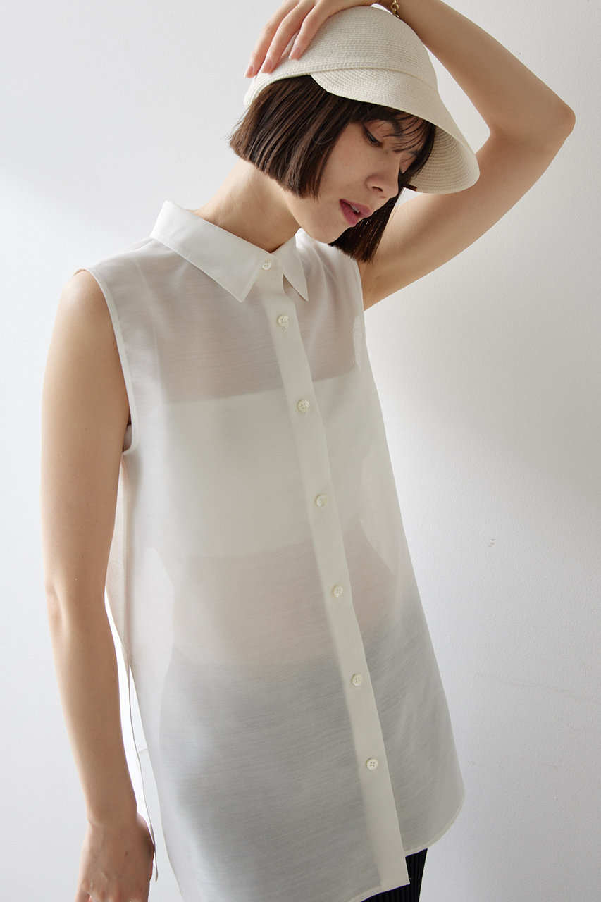 Whim Gazette シアーノースリーブシャツ (オフホワイト, F) ウィム ガゼット ELLE SHOP Whim Gazette シアーノースリーブシャツ (オフホワイト, F) ウィム ガゼット ELLE SHOP