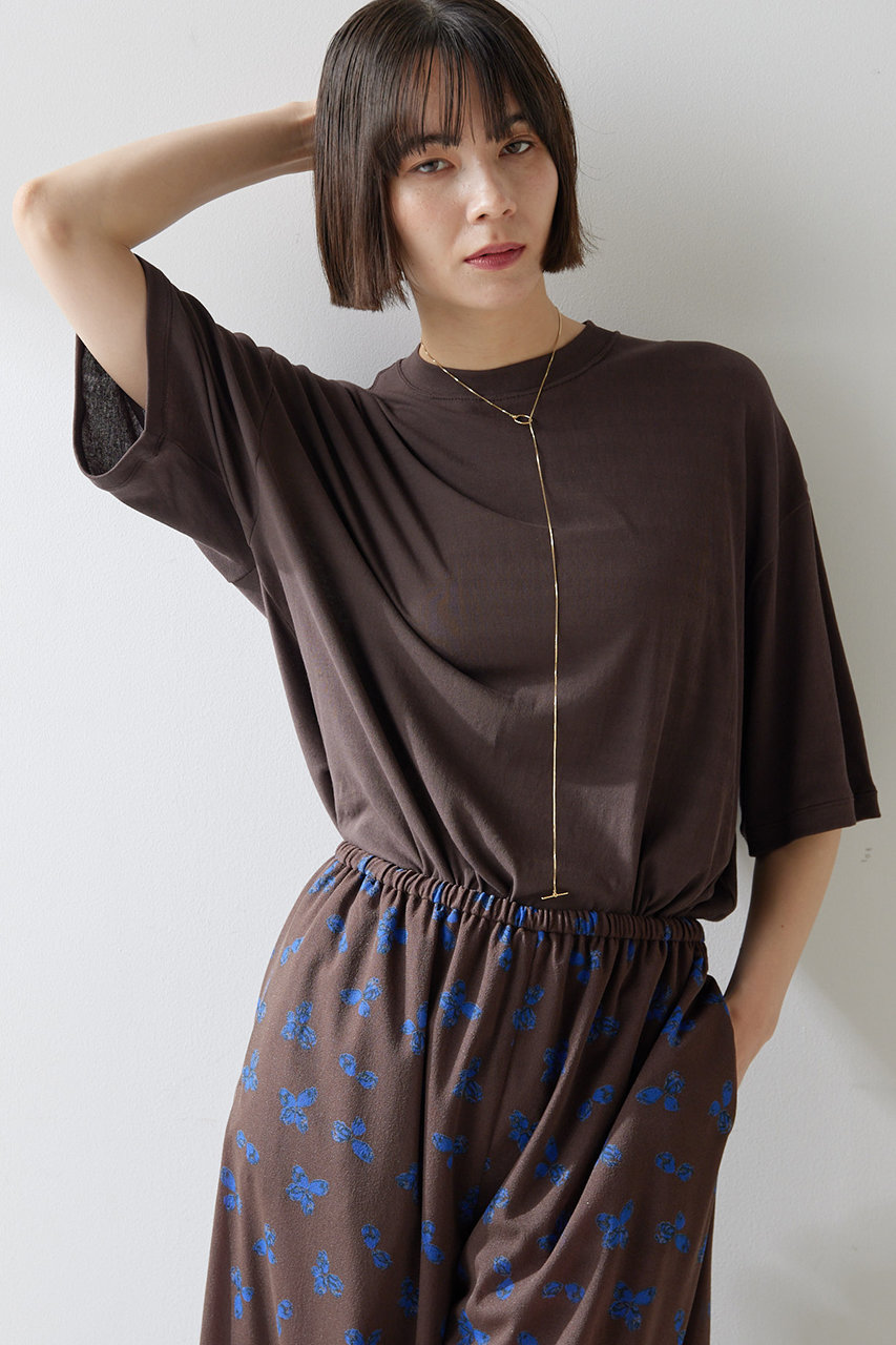 Whim Gazette シアービッグTシャツ (ブラウン, F) ウィム ガゼット ELLE SHOP Whim Gazette シアービッグTシャツ (ブラウン, F) ウィム ガゼット ELLE SHOP
