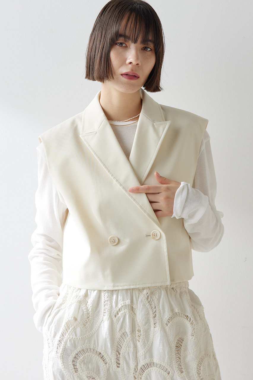 Whim Gazette スリーブレスジャケット (ベージュ, F) ウィム ガゼット ELLE SHOP Whim Gazette スリーブレスジャケット (ベージュ, F) ウィム ガゼット ELLE SHOP