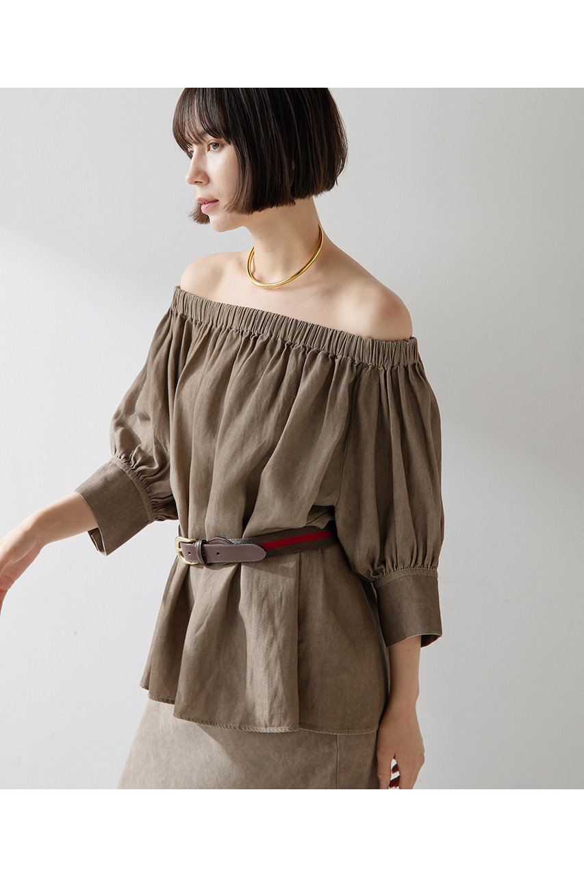 Whim Gazette(ウィム ガゼット)｜ツイル顔料染めブラウス/モカ の通販