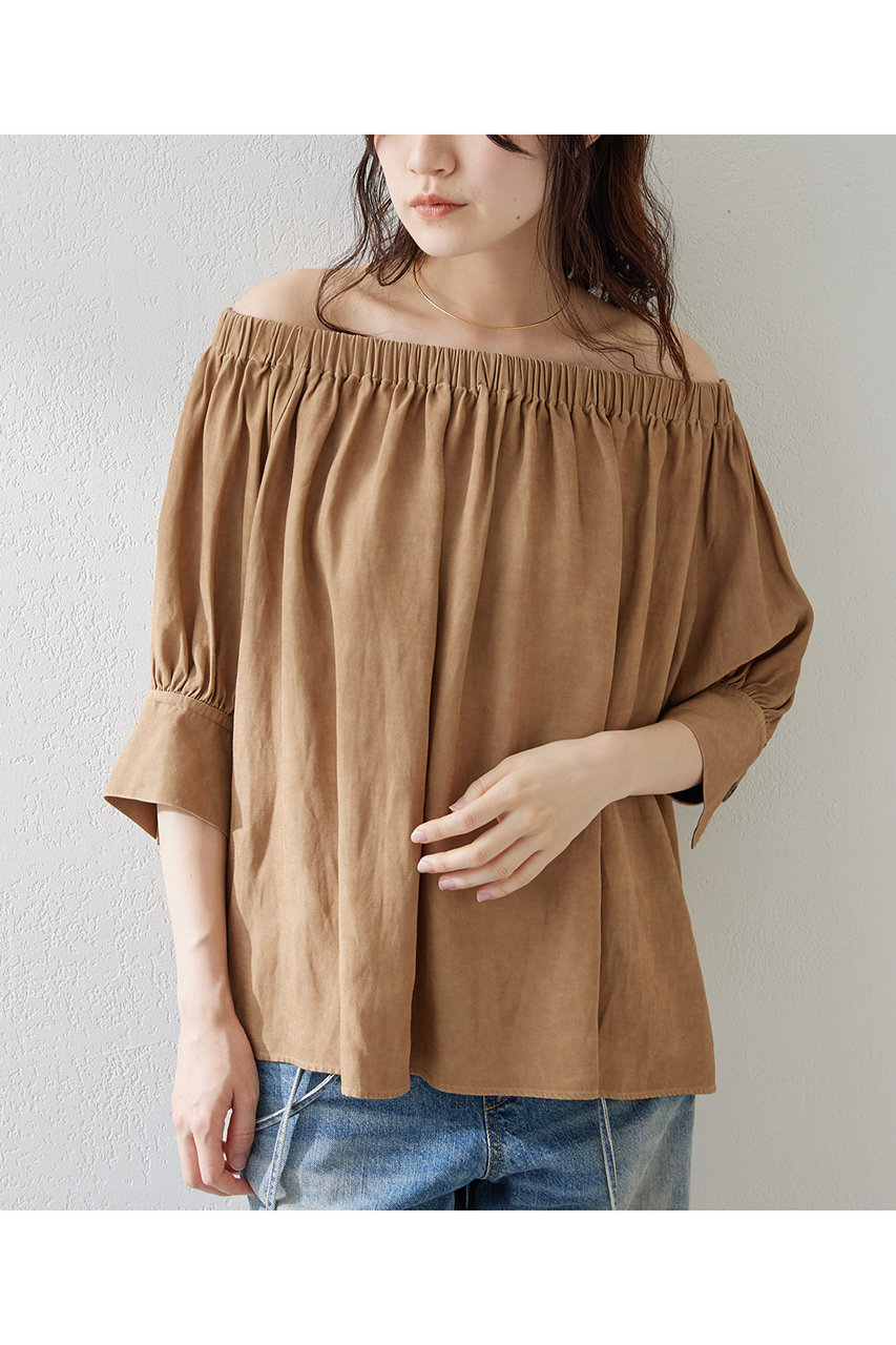 Whim Gazette ツイル顔料染めブラウス (キャメル, F) ウィム ガゼット ELLE SHOP Whim Gazette ツイル顔料染めブラウス (キャメル, F) ウィム ガゼット ELLE SHOP