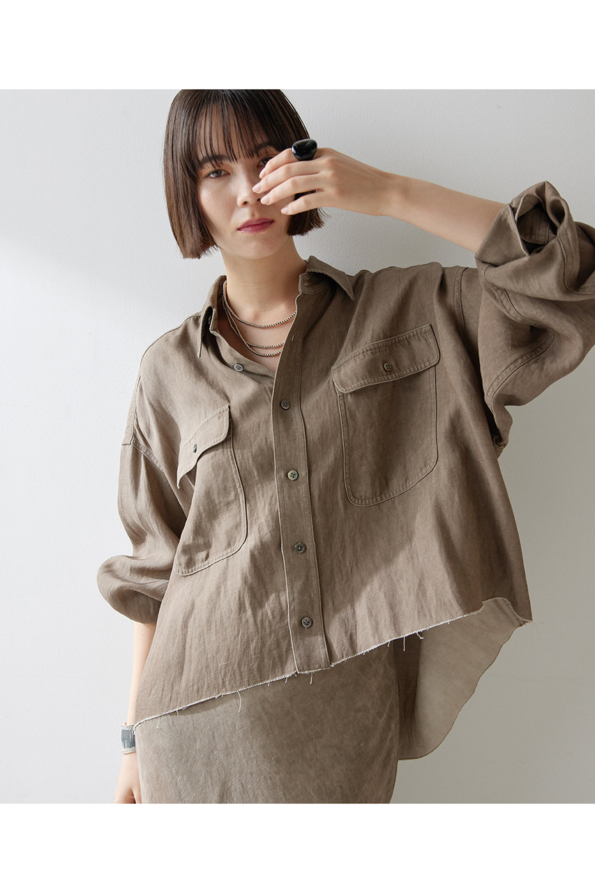 Whim Gazette ツイル顔料染めスクエアシャツ (モカ, F) ウィム ガゼット ELLE SHOP Whim Gazette ツイル顔料染めスクエアシャツ (モカ, F) ウィム ガゼット ELLE SHOP