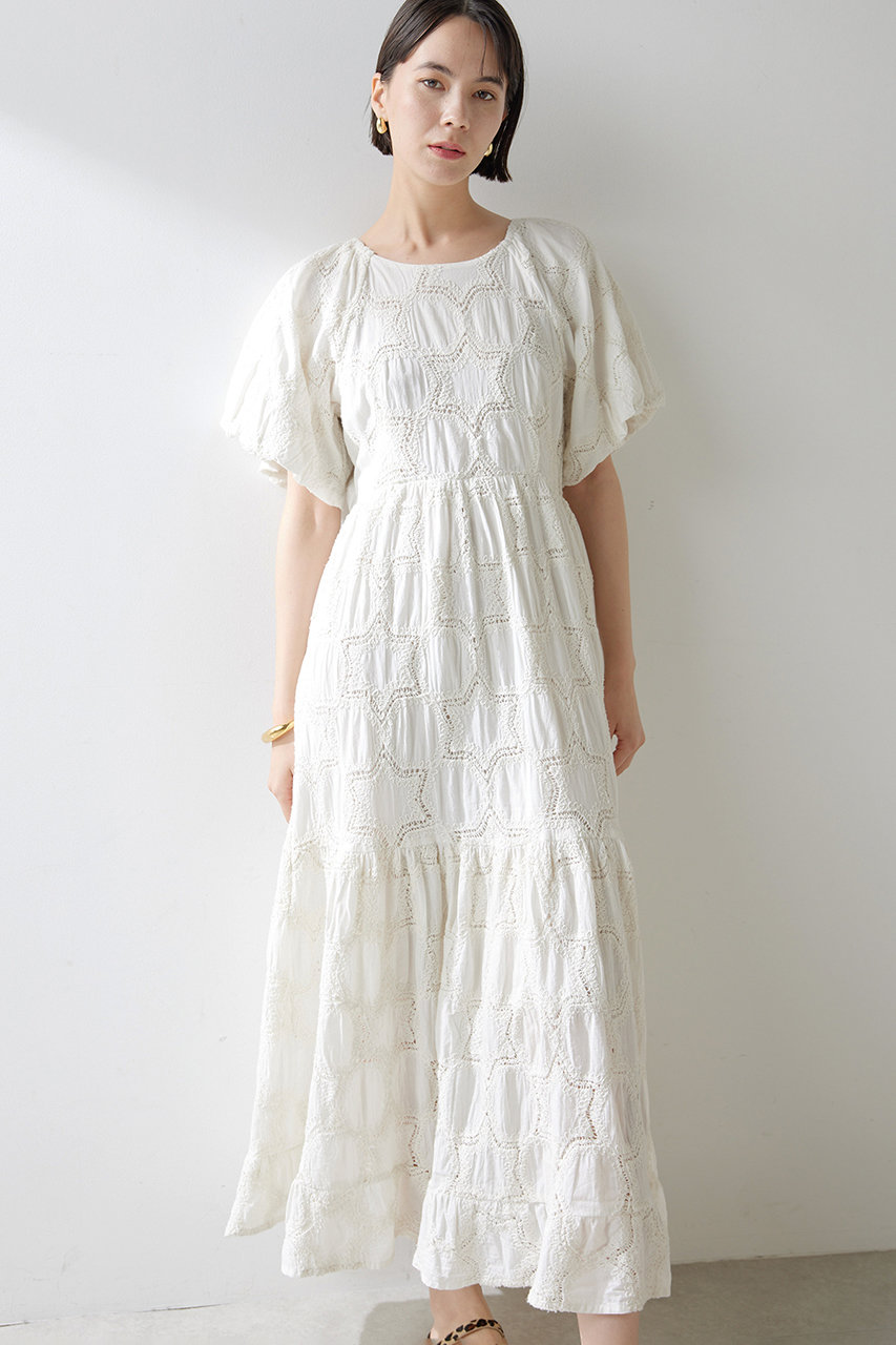 Whim Gazette エンブロイダリーパフワンピース (ホワイト, F) ウィム ガゼット ELLE SHOP Whim Gazette エンブロイダリーパフワンピース (ホワイト, F) ウィム ガゼット ELLE SHOP