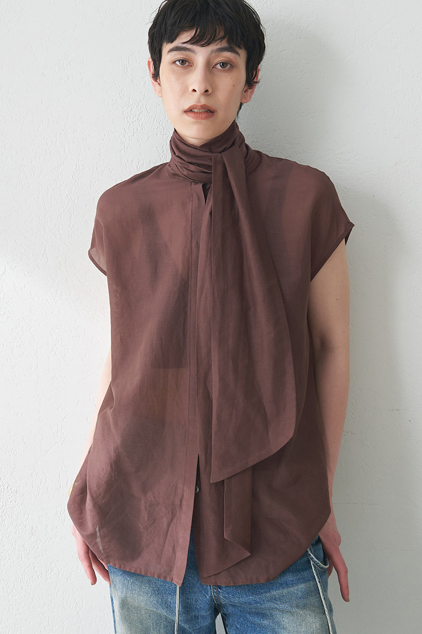 Whim Gazette シルクローンノースリーブブラウス (ブラウン, F) ウィム ガゼット ELLE SHOP Whim Gazette シルクローンノースリーブブラウス (ブラウン, F) ウィム ガゼット ELLE SHOP