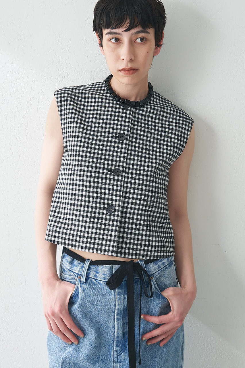 Whim Gazette ダブルクロスジレ (ブラック, F) ウィム ガゼット ELLE SHOP Whim Gazette ダブルクロスジレ (ブラック, F) ウィム ガゼット ELLE SHOP