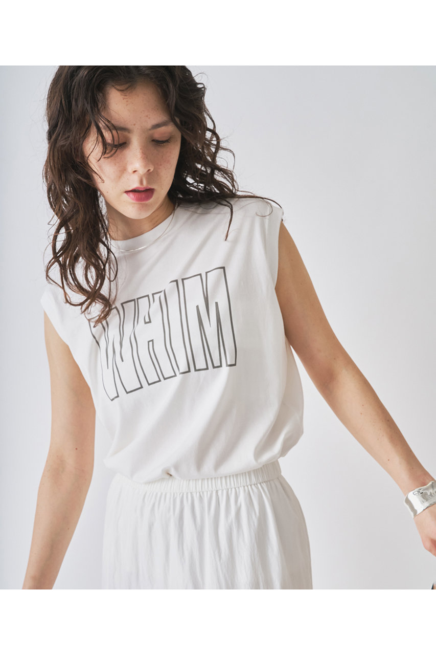 Whim Gazette ノースリーブロゴTシャツ (オフホワイト, F) ウィム ガゼット ELLE SHOP Whim Gazette ノースリーブロゴTシャツ (オフホワイト, F) ウィム ガゼット ELLE SHOP