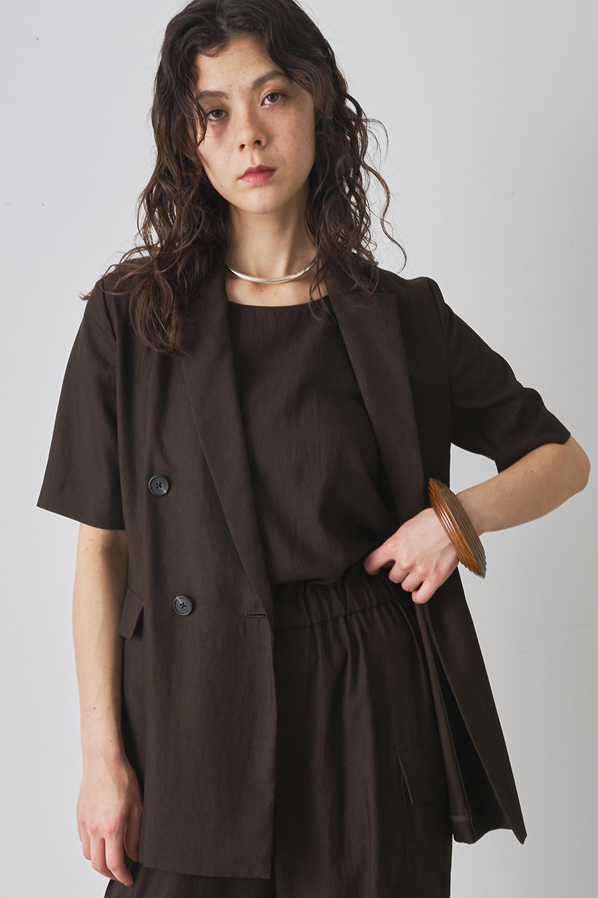 Whim Gazette オックスダブルハーフスリーブジャケット (ブラウン, F) ウィム ガゼット ELLE SHOP Whim Gazette オックスダブルハーフスリーブジャケット (ブラウン, F) ウィム ガゼット ELLE SHOP