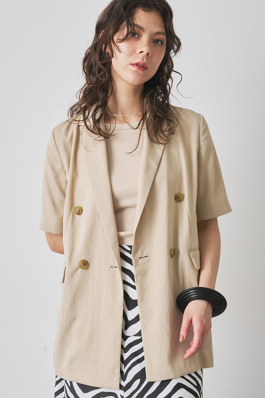 Whim Gazette オックスダブルハーフスリーブジャケット (ベージュ, F) ウィム ガゼット ELLE SHOP Whim Gazette オックスダブルハーフスリーブジャケット (ベージュ, F) ウィム ガゼット ELLE SHOP