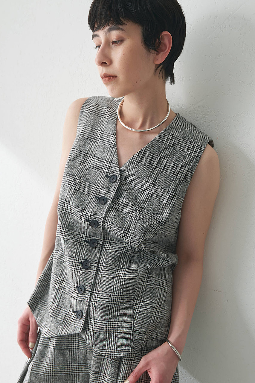 Whim Gazette(ウィム ガゼット)｜ノーカラーベスト/グレー の通販