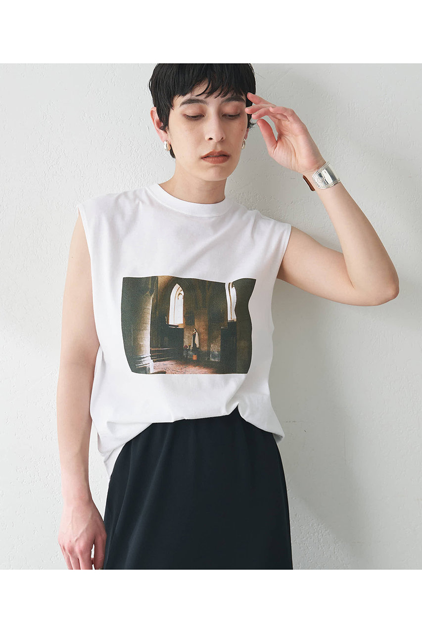 Whim Gazette フォトノースリーブTシャツ (オフホワイト, F) ウィム ガゼット ELLE SHOP Whim Gazette フォトノースリーブTシャツ (オフホワイト, F) ウィム ガゼット ELLE SHOP
