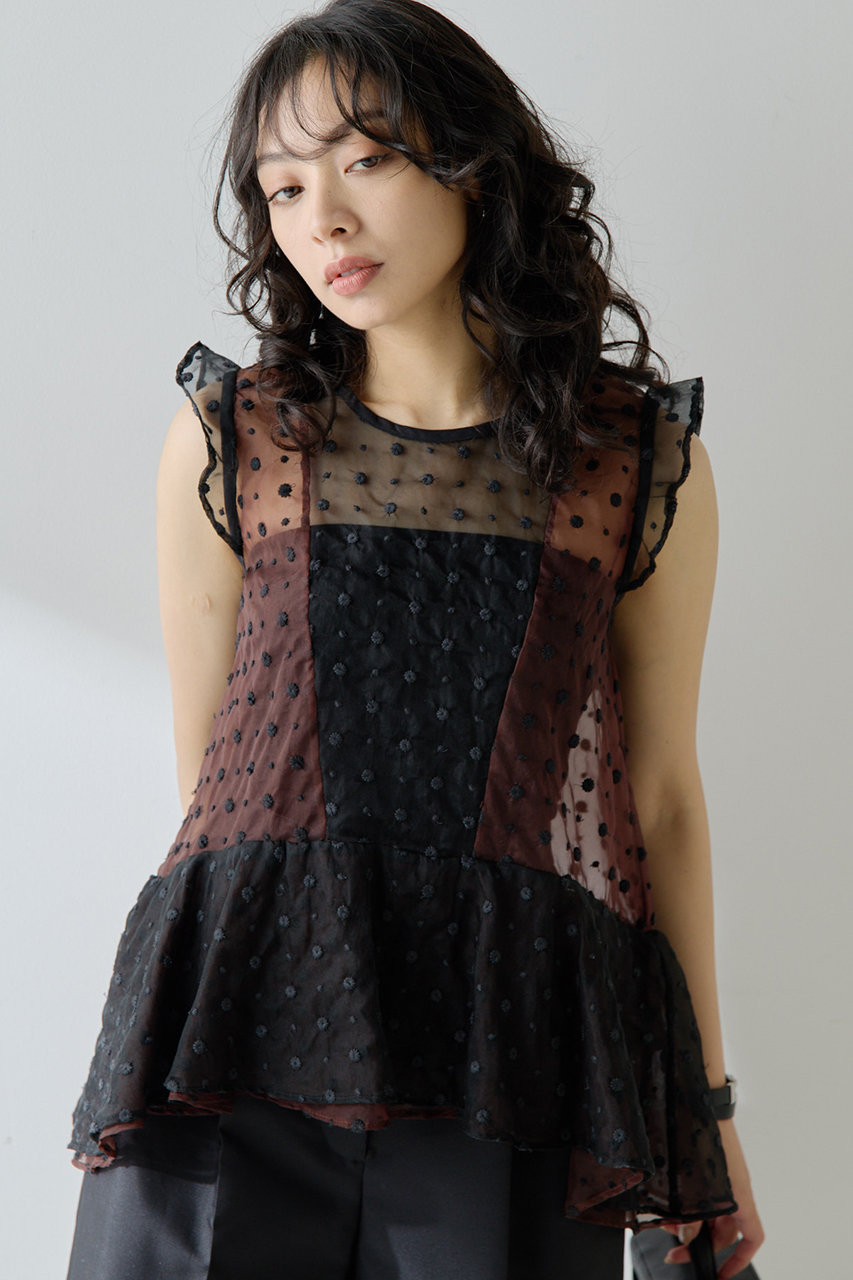 Whim Gazette ドットシアーブラウス (ブラウン, F) ウィム ガゼット ELLE SHOP Whim Gazette ドットシアーブラウス (ブラウン, F) ウィム ガゼット ELLE SHOP