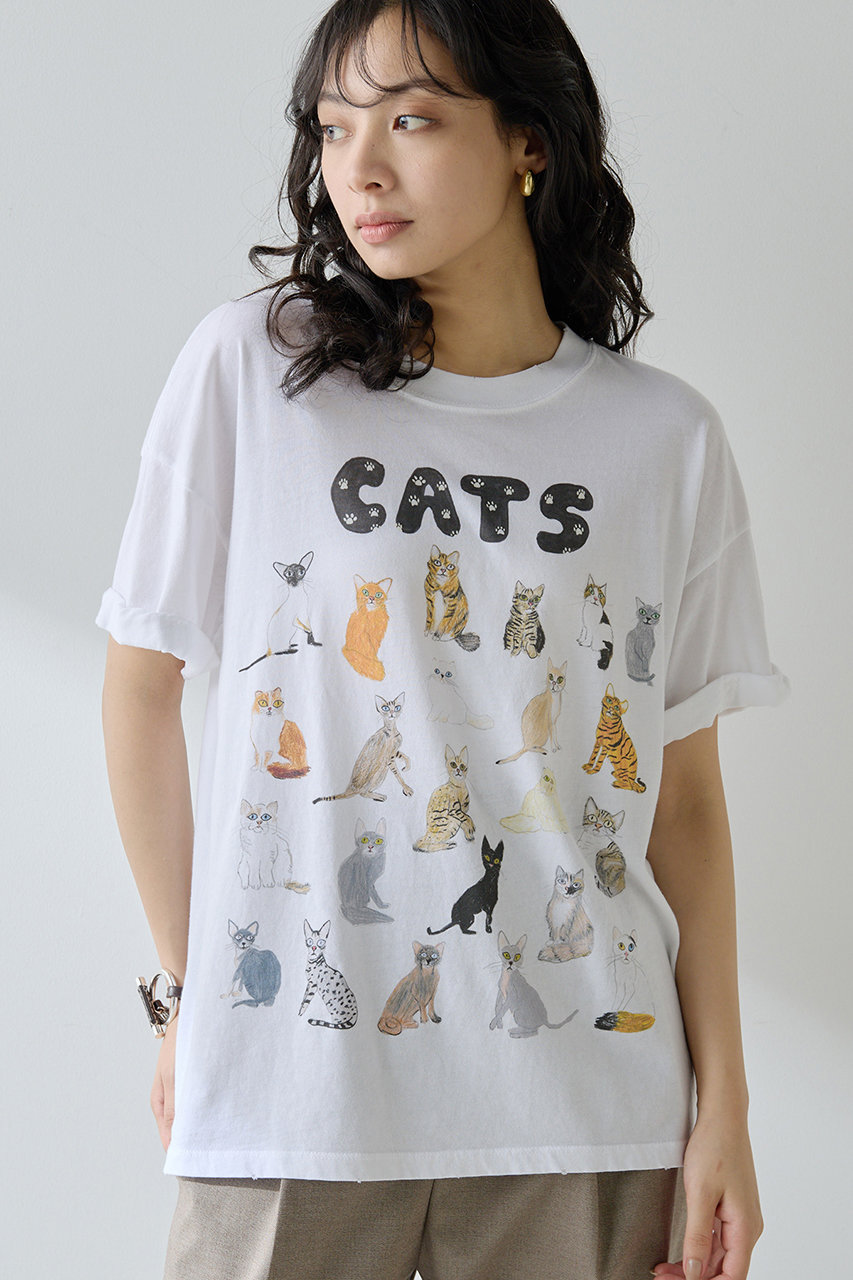 Whim Gazette 【UNFORTUNATE PORTRAIT】Cats TEE (ホワイト, S) ウィム ガゼット ELLE SHOP Whim Gazette 【UNFORTUNATE PORTRAIT】Cats TEE (ホワイト, S) ウィム ガゼット ELLE SHOP