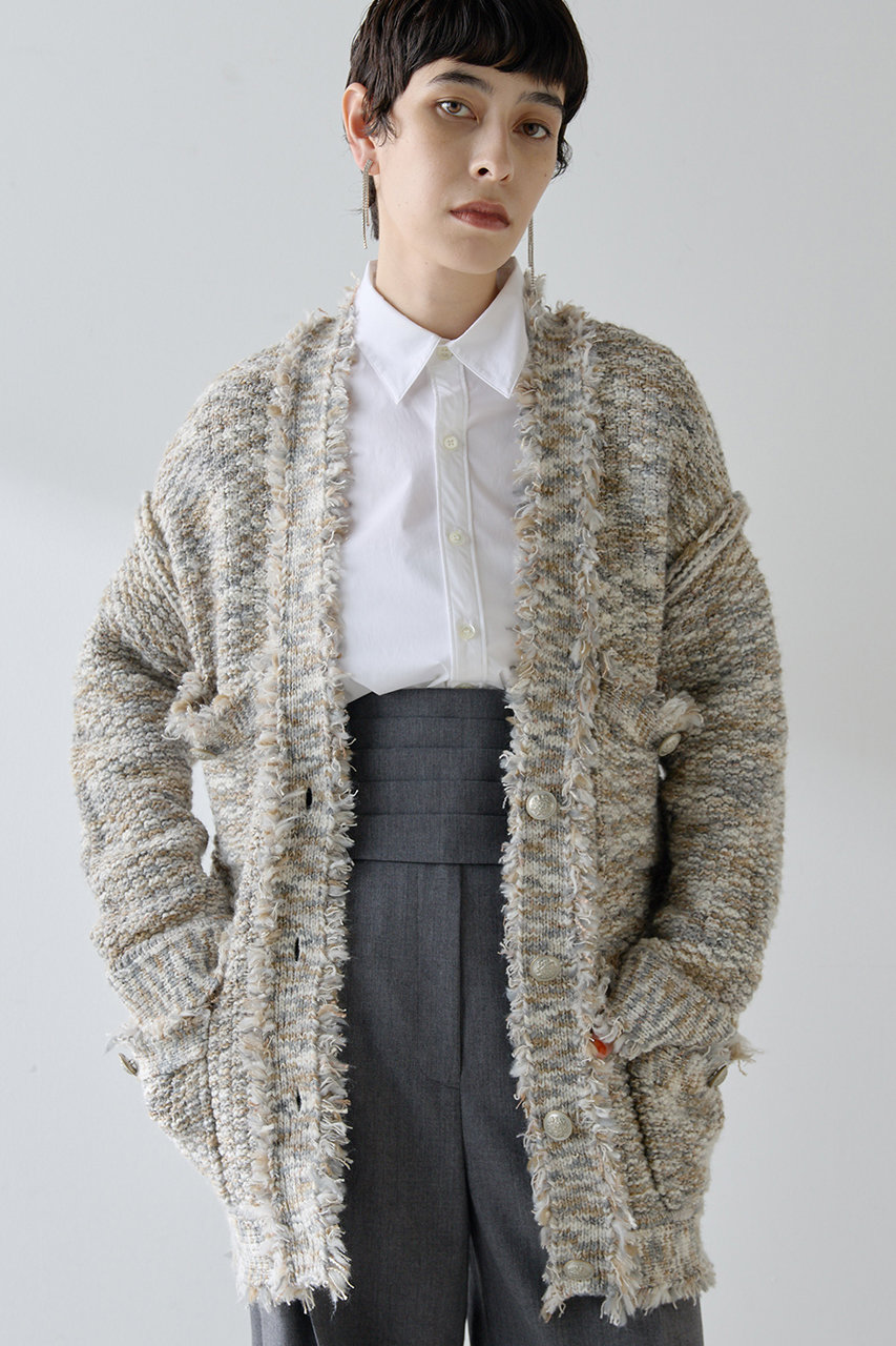 定価3.5万 Whim Gazette モヘヤ混　ツイードジャケット 白 金釦 定価3.5万 Whim Gazette モヘヤ混 ツイードジャケット 白 金釦