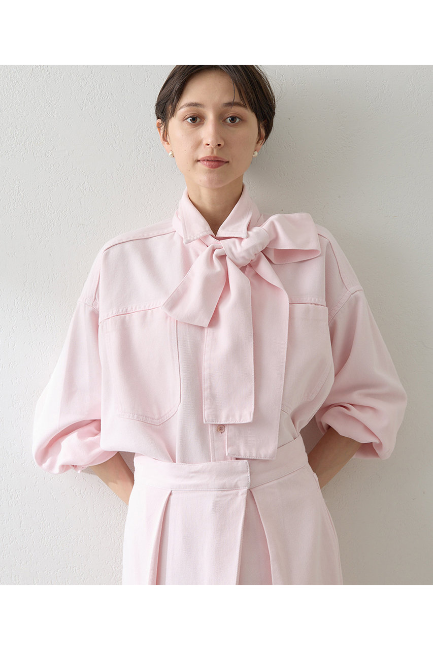 Whim Gazette デニムボウタイシャツ (ピンク, F) ウィム ガゼット ELLE SHOP Whim Gazette デニムボウタイシャツ (ピンク, F) ウィム ガゼット ELLE SHOP