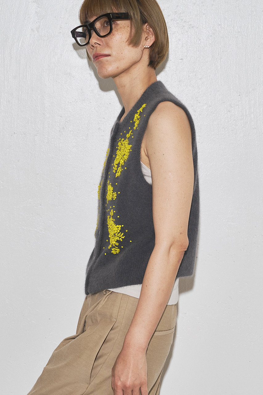 Whim Gazette(ウィム ガゼット)｜【GEMINI】ビーズニットジレ/グレー