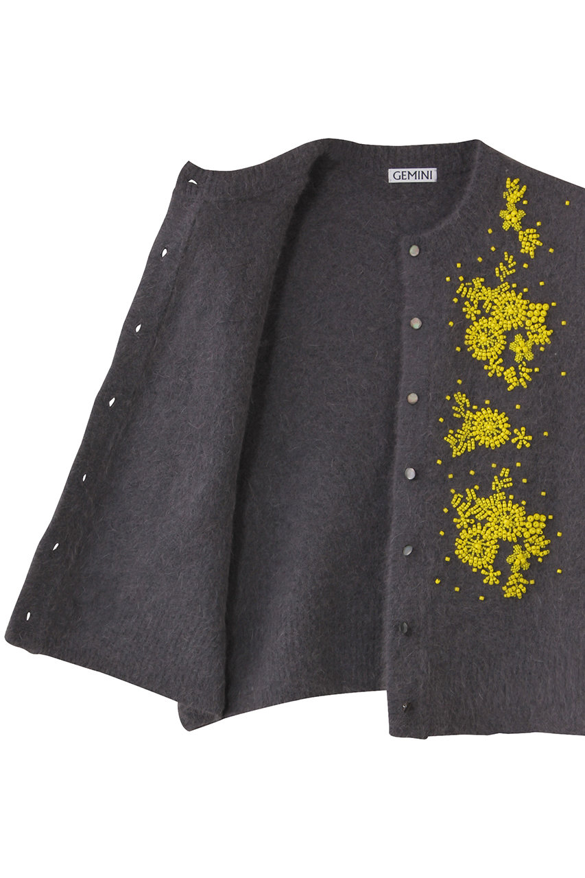 Whim Gazette(ウィム ガゼット)｜【GEMINI】ビーズニットジレ/グレー