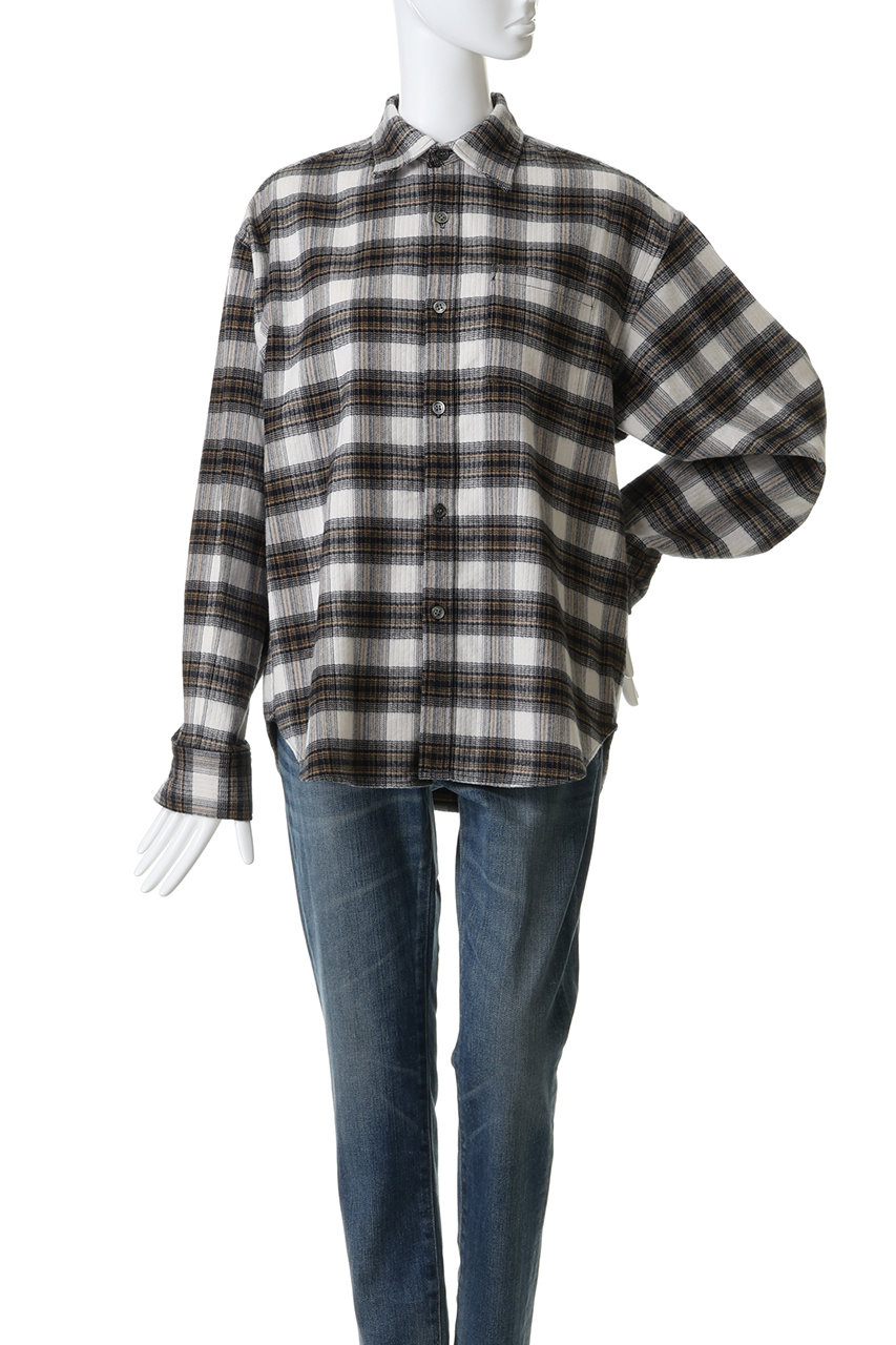 Whim Gazette(ウィム ガゼット)｜ピケチェックシャツ/オフホワイト の