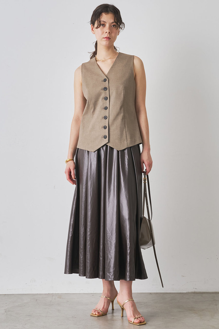 Whim Gazette レザーライクギャザースカート (ブラウン, F) ウィム ガゼット ELLE SHOP Whim Gazette レザーライクギャザースカート (ブラウン, F) ウィム ガゼット ELLE SHOP