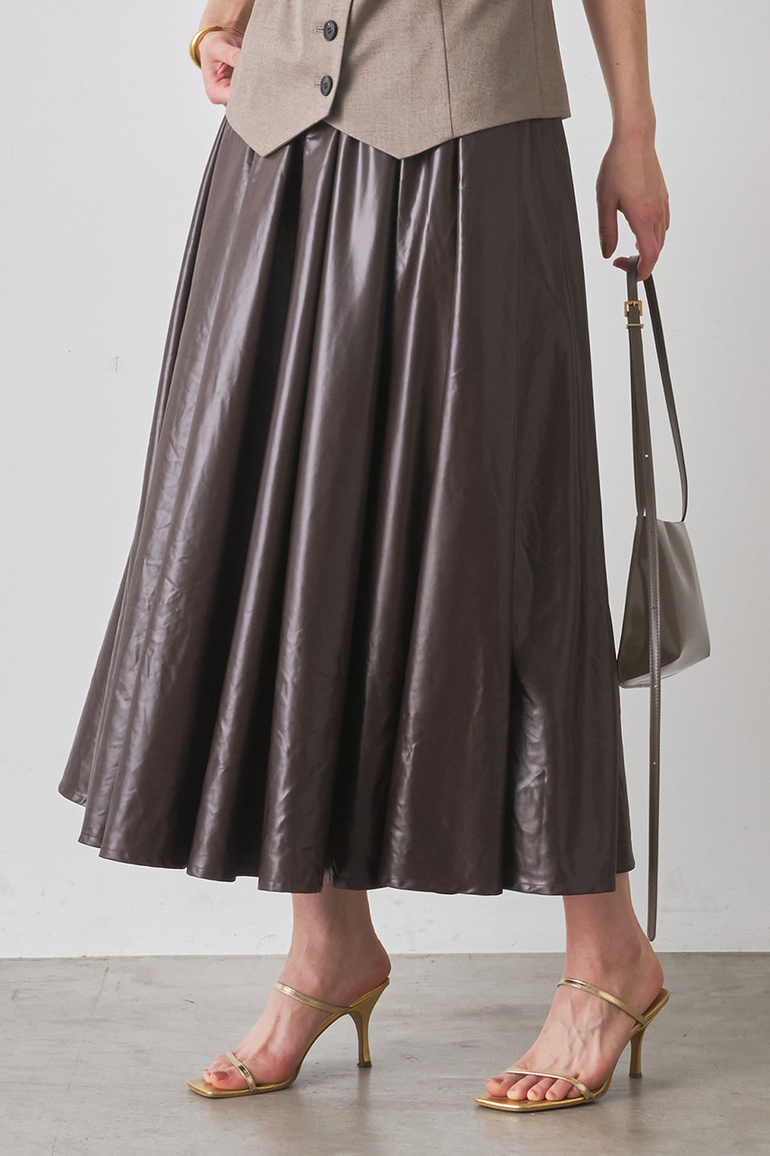 Whim Gazette(ウィム ガゼット)｜レザーライクギャザースカート