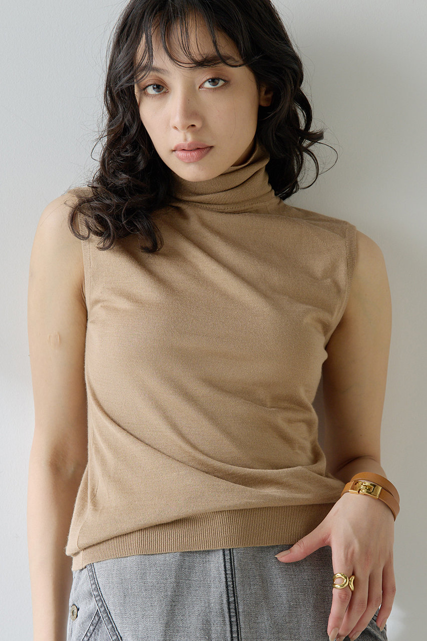Whim Gazette 16Gタートルノースリーブプルオーバー (キャメル, F) ウィム ガゼット ELLE SHOP Whim Gazette 16Gタートルノースリーブプルオーバー (キャメル, F) ウィム ガゼット ELLE SHOP
