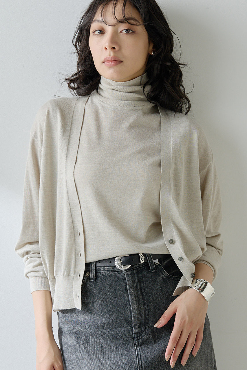 Whim Gazette 16G Vネックカーディガン (ライトベージュ, F) ウィム ガゼット ELLE SHOP Whim Gazette 16G Vネックカーディガン (ライトベージュ, F) ウィム ガゼット ELLE SHOP
