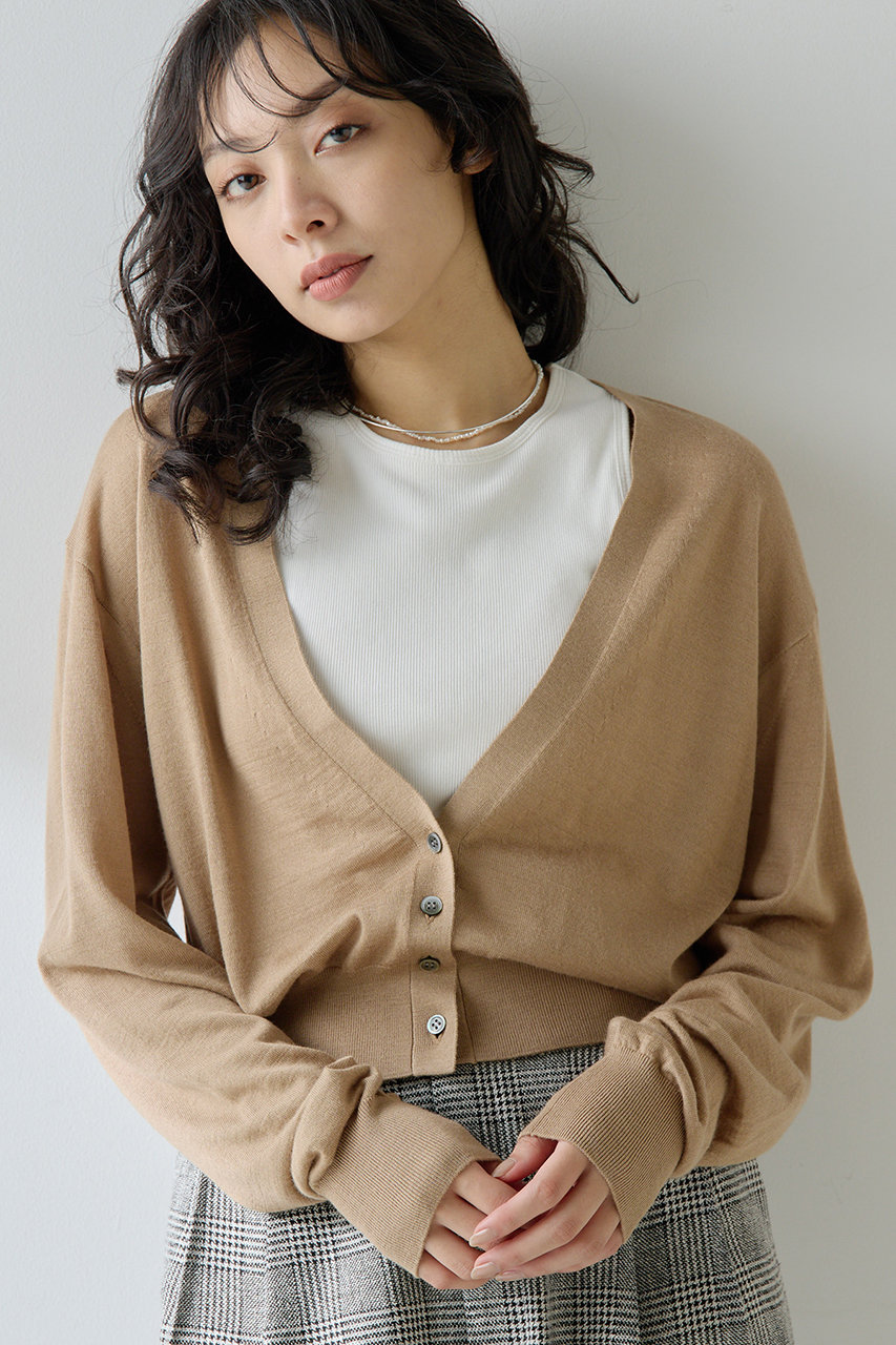 Whim Gazette 16G Vネックカーディガン (キャメル, F) ウィム ガゼット ELLE SHOP Whim Gazette 16G Vネックカーディガン (キャメル, F) ウィム ガゼット ELLE SHOP
