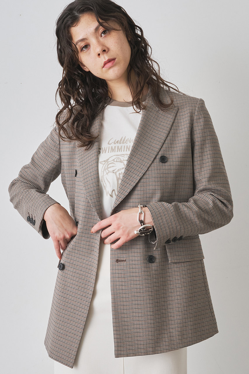 Whim Gazette ガンクラブチェックダブルジャケット (モカ, F) ウィム ガゼット ELLE SHOP Whim Gazette ガンクラブチェックダブルジャケット (モカ, F) ウィム ガゼット ELLE SHOP