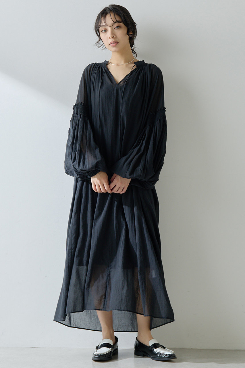 Whim Gazette コットンシフォンワンピース (ブラック, F) ウィム ガゼット ELLE SHOP Whim Gazette コットンシフォンワンピース (ブラック, F) ウィム ガゼット ELLE SHOP