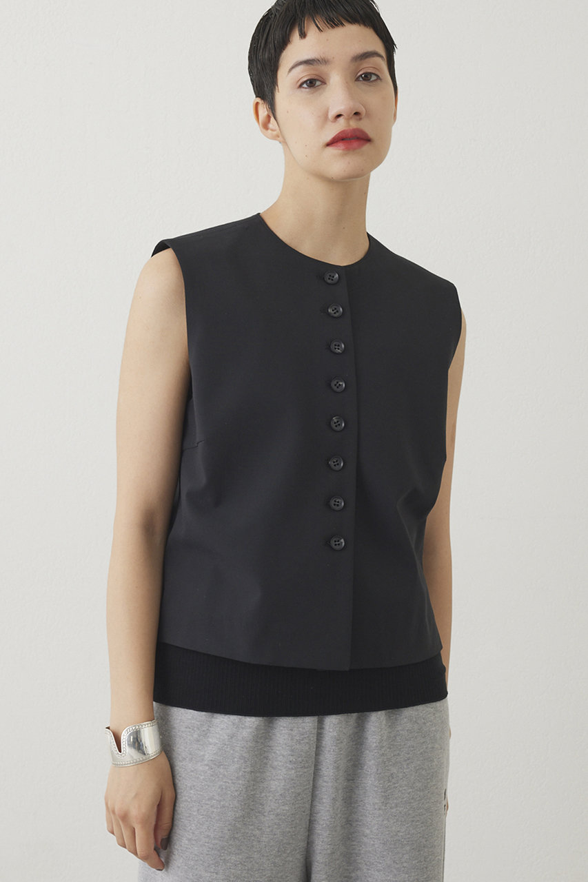 Whim Gazette 試着のみ　黒ジレ Whim Gazette 試着のみ 黒ジレ ウィムガゼット Whim Gazette クルー