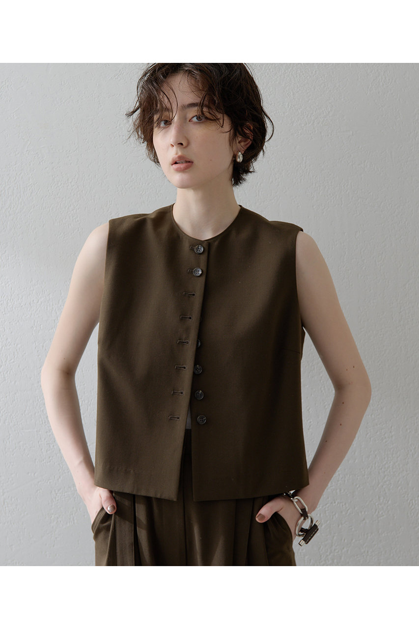 Whim Gazette 【THE PAUSE】トロコンパクトジレ (ブラウン, F) ウィム ガゼット ELLE SHOP Whim Gazette 【THE PAUSE】トロコンパクトジレ (ブラウン, F) ウィム ガゼット ELLE SHOP
