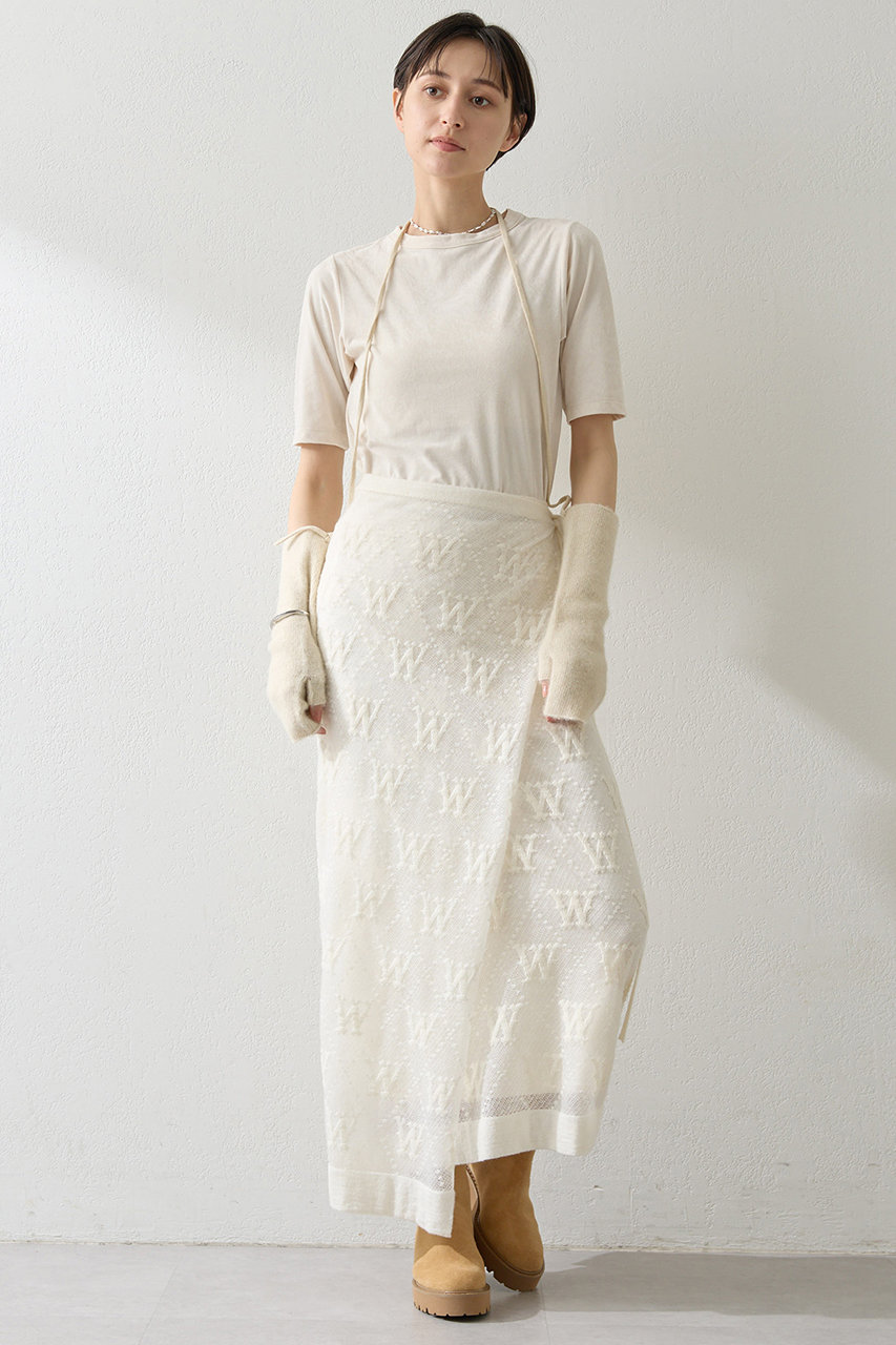 Whim Gazette(ウィム ガゼット)｜ジャガードラップスカート/オフ
