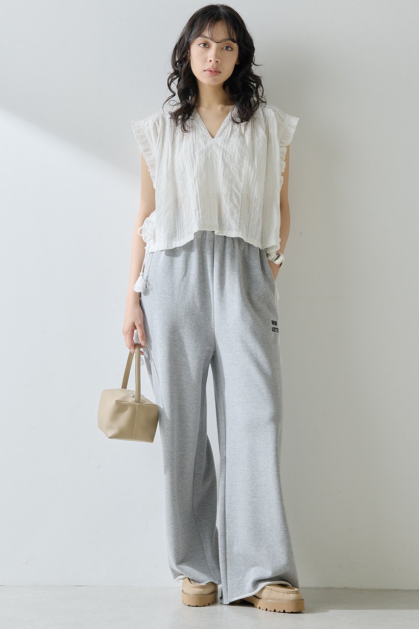 Whim Gazette ロゴ裏毛ワイドパンツ (グレー, F) ウィム ガゼット ELLE SHOP Whim Gazette ロゴ裏毛ワイドパンツ (グレー, F) ウィム ガゼット ELLE SHOP