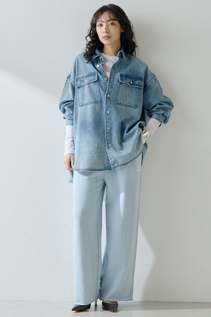 美品 ウィムガゼット 長袖 ミリタリーシャツジャケット ウエストマーク ネイビー ウィメンズ ドビーピンドット ジャケット（ネイビー） ｜ポール