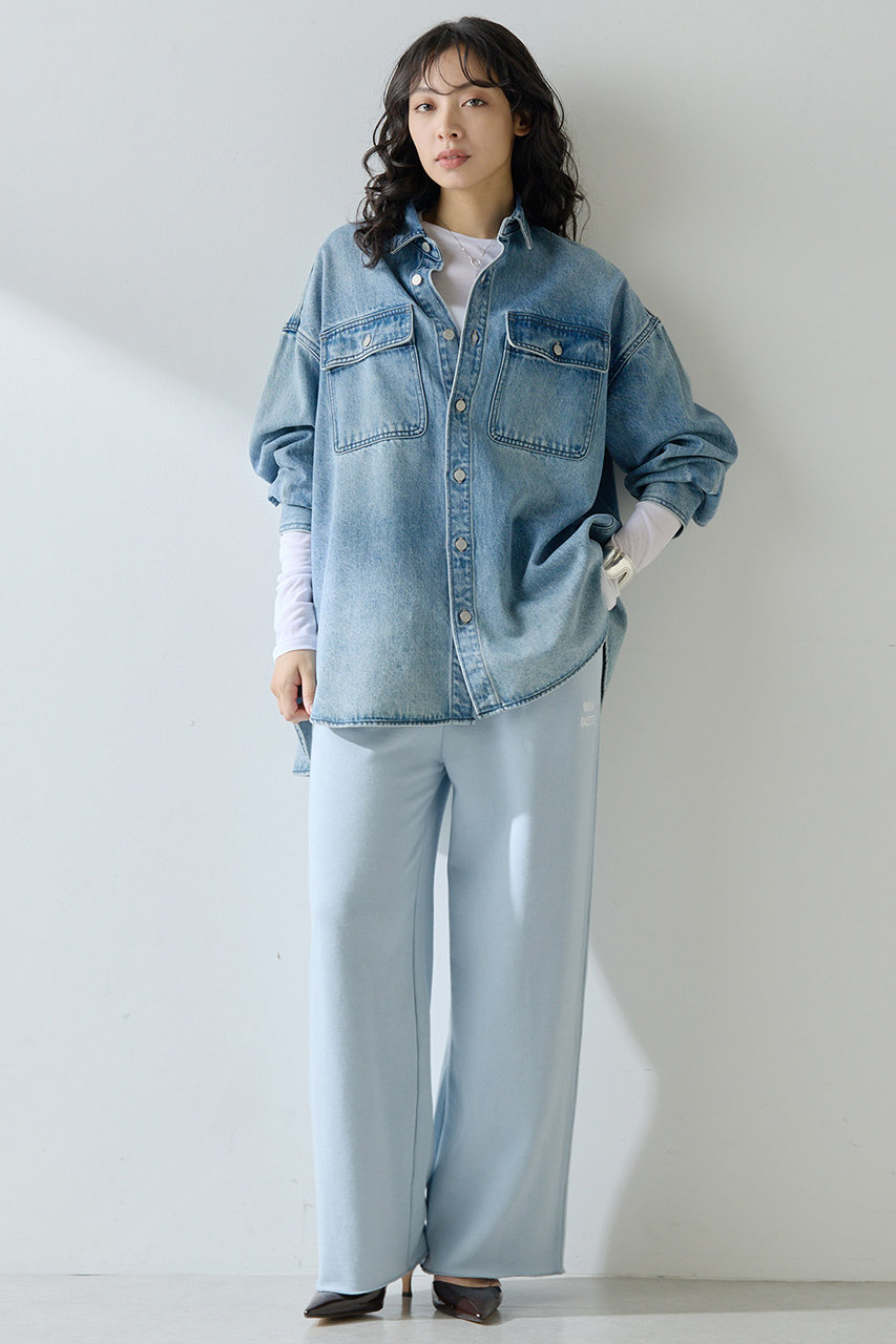 Whim Gazette ロゴ裏毛ワイドパンツ (スカイブルー, F) ウィム ガゼット ELLE SHOP Whim Gazette ロゴ裏毛ワイドパンツ (スカイブルー, F) ウィム ガゼット ELLE SHOP