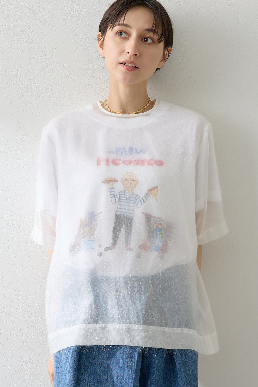 Whim Gazette シアーフェザーTEE (オフホワイト, F) ウィム ガゼット ELLE SHOP Whim Gazette シアーフェザーTEE (オフホワイト, F) ウィム ガゼット ELLE SHOP