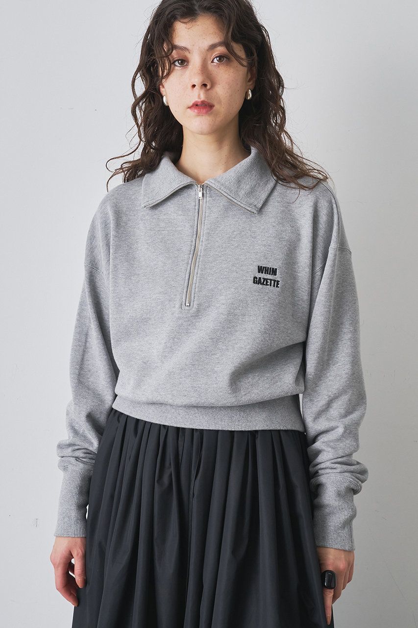 Whim Gazette ハーフジップロゴ裏毛プルオーバー (グレー, F) ウィム ガゼット ELLE SHOP Whim Gazette ハーフジップロゴ裏毛プルオーバー (グレー, F) ウィム ガゼット ELLE SHOP