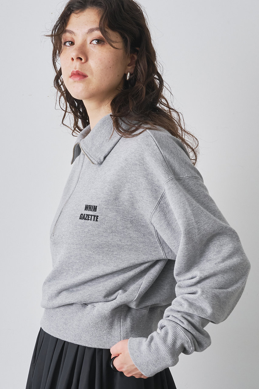 ウィムガゼット 裏毛クロップドプルオーバー ホワイト オフショル裏毛