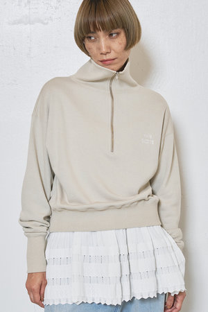 ウィム ガゼット/Whim Gazetteのハーフジップロゴ裏毛プルオーバー(110100/110103)