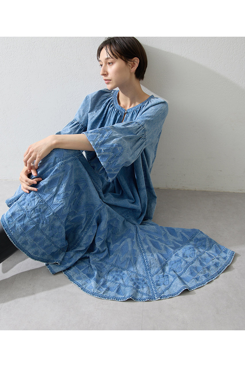 Whim Gazette エンブロイダリーワンピース (ブルー, F) ウィム ガゼット ELLE SHOP Whim Gazette エンブロイダリーワンピース (ブルー, F) ウィム ガゼット ELLE SHOP