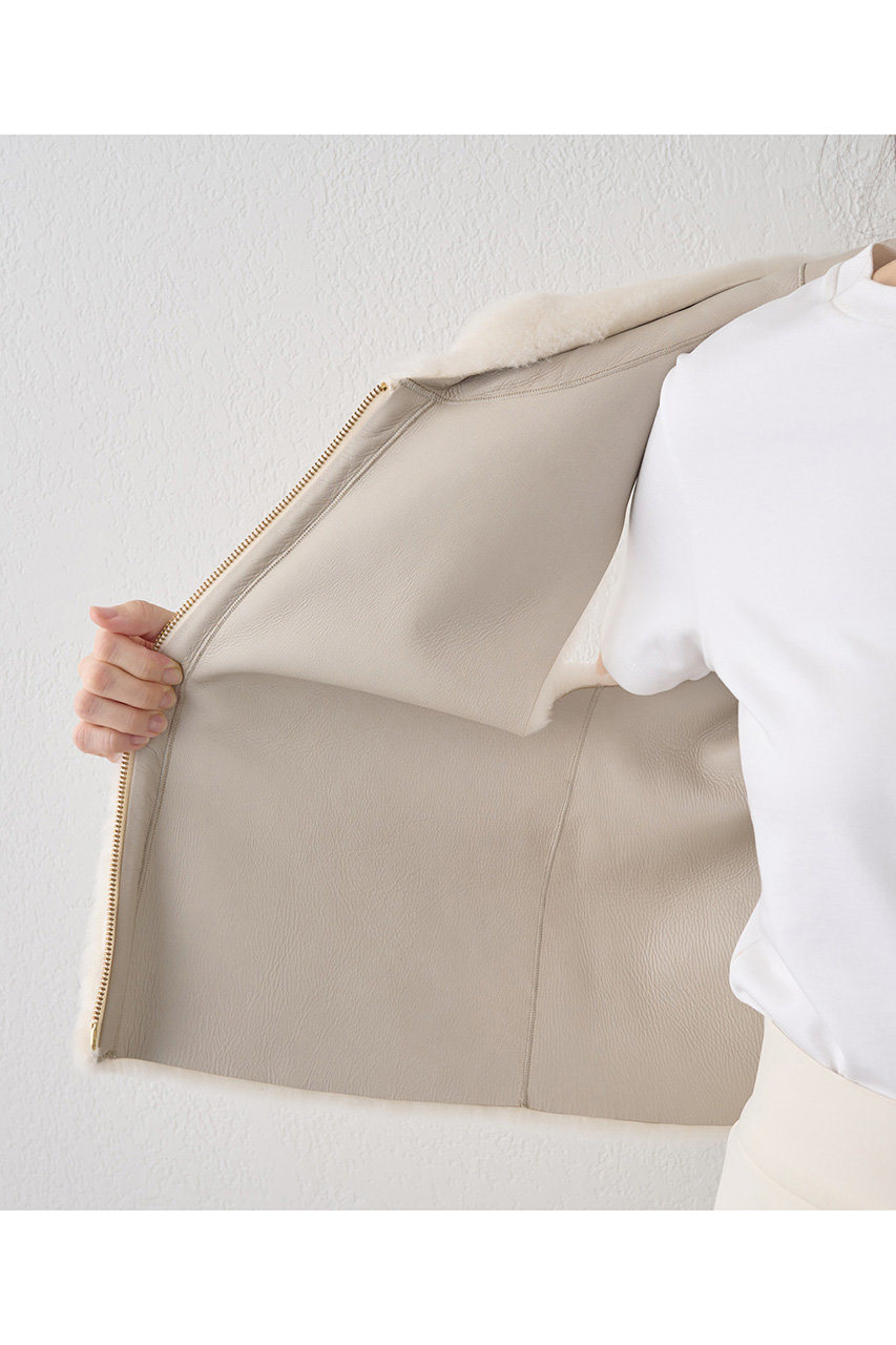 Whim Gazette(ウィム ガゼット)｜ムートンフードジレ/オフホワイト の