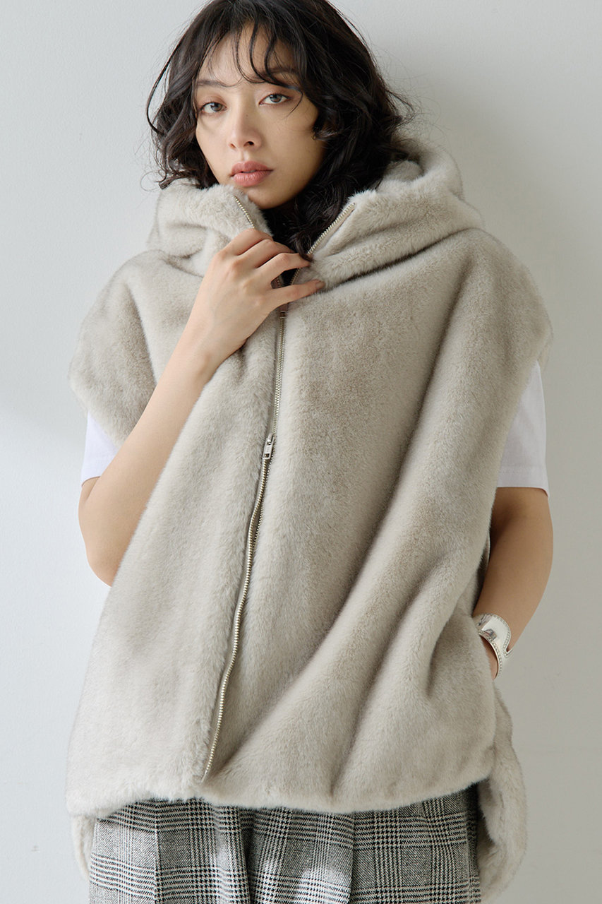 Whim Gazette ミンクフェイクファーブルゾン (ライトグレー, F) ウィム ガゼット ELLE SHOP Whim Gazette ミンクフェイクファーブルゾン (ライトグレー, F) ウィム ガゼット ELLE SHOP